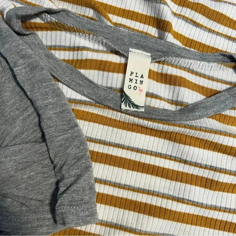 Flamingo | Contrast Sleeve Striped Tee